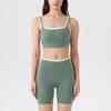 Damen Color-Block Yoga-Set: Dreiviertelhosen & BH mit dünnen Trägern