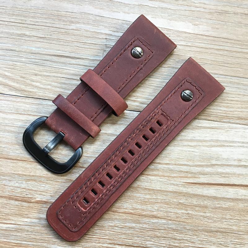 Handmade Personality 28mm Black Brown Calf Genuine Leather Wrist Watch Band For Seven Friday Strap Belt Bracelet With Rivet