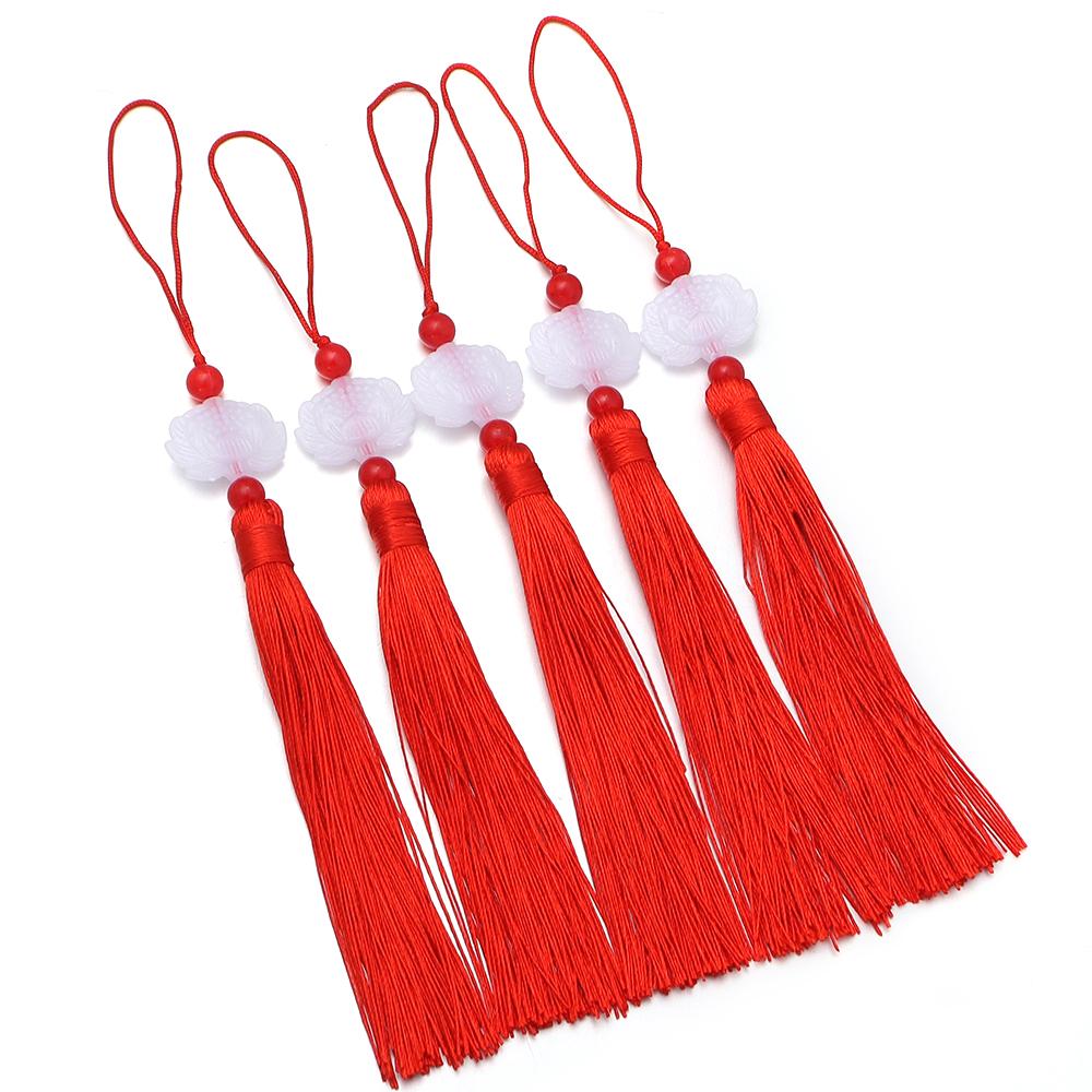 10pcs 23cm Tassel Silk Fringe Trim Colorful Handmade White Jade Lotus Tassels For DIY Bookmarks Souvenir Home Party Gift Decor