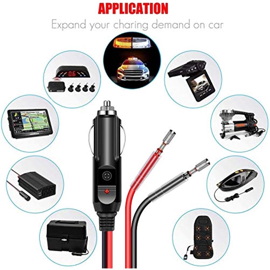 Pack Of 2 Lighter Plug 12 V Car Plug With 8 Pieces 10 A/15 A Fuse Car Lighter Power Supply Cord For Portable Dvd Player Car T