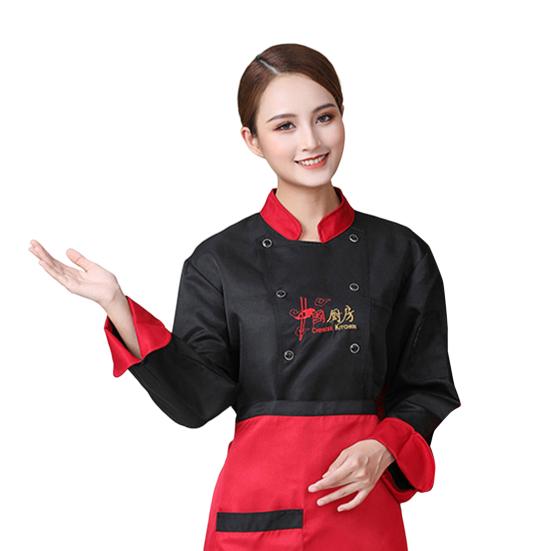 Chef Coat Stand Collar Long Sleeves Pockets Embroidery Breathable Anti-dirt Cooking Clothes Men Women Chef Work Uniform Jacket for Restaurant