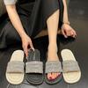 Home versatile rhinestone cool slippers women's summer wear New Year's fashion flat bottom one-word drag