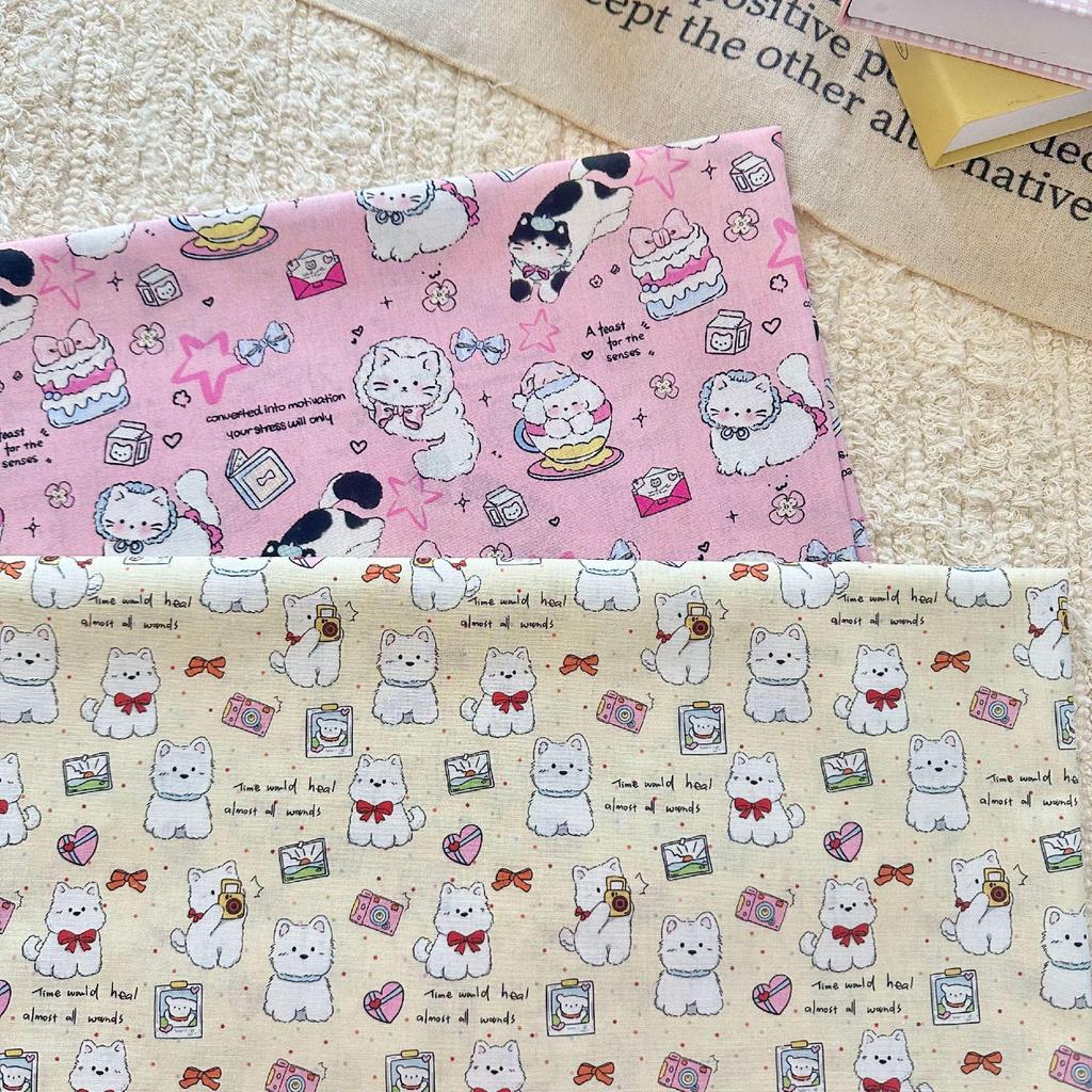 100% Cotton Digital Print Fabric: Korean Style Cartoon Animal & Floral Design for Women's, Children's Clothing & Homewear DIY