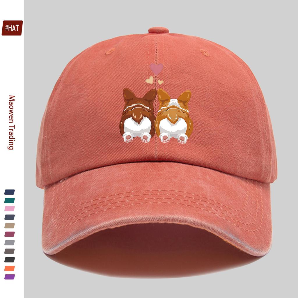 pc HeartShaped Corgi Silhouette Printed Baseball Cap Pet Print Design Golf Hat Home Leisure Decor Hat Comfortable Lightweig