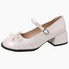 Retro one-word buckle bow Mary Jane shoes women's summer new fashion versatile single shoes small leather shoes