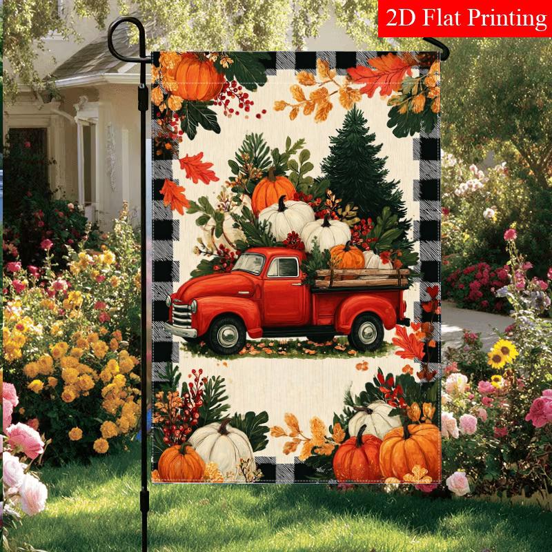 Welcome Autumn Thanksgiving Truck Pumpkin Garden Flag 3 (1) (2) - Outdoor Garden Flag Double-Sided Home Decoration Courtyard Decoration Outdoor Decor