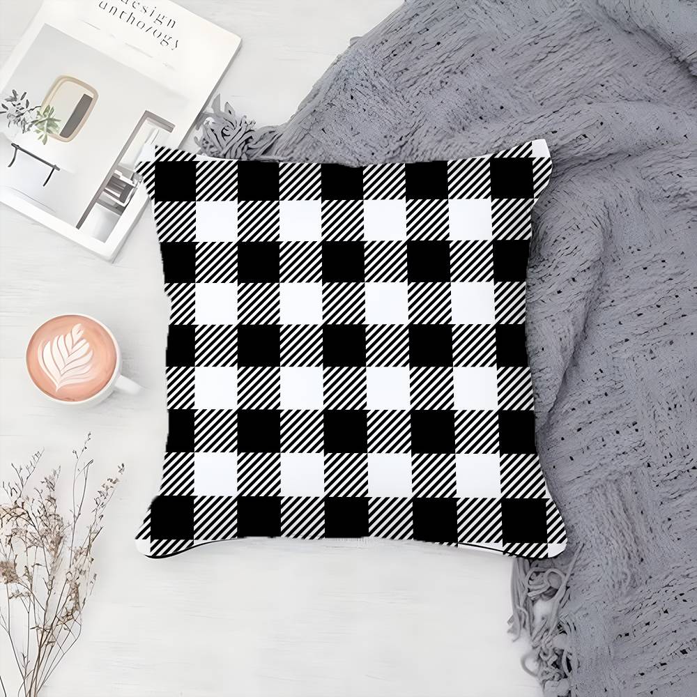 Elegant and Simple Home Plaid Pattern Pillow Case Printing Pillowcase Living Room Sofa Cushion Cover Bedroom Room Decor