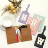 Travel Passport Luggage Tag Set with Initial Passport Cover and Alphabet Chenille Letter Travel Wallet Bag Suitcase Identifier for Women and Family