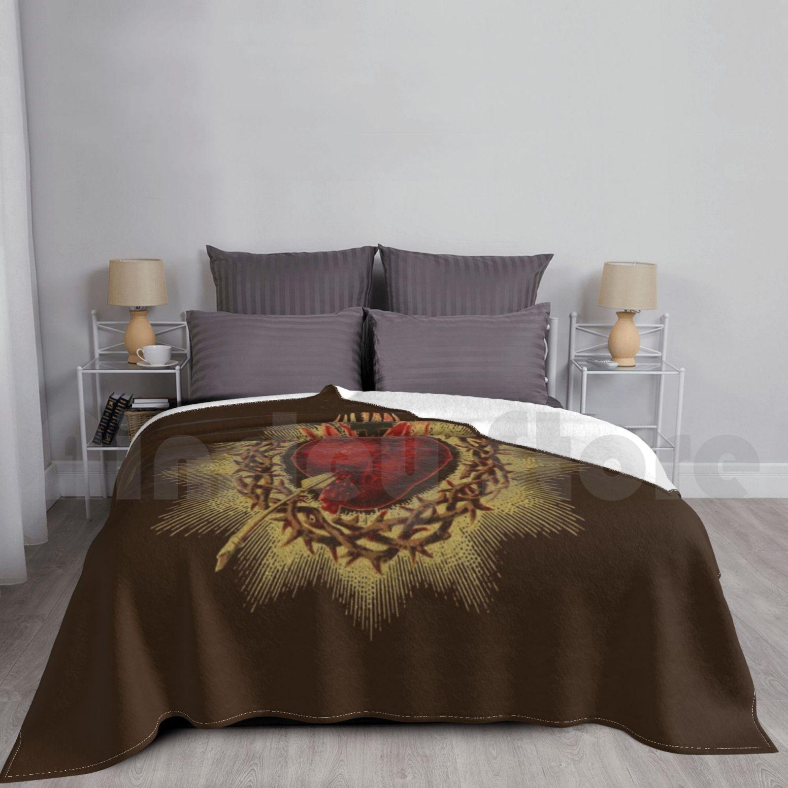 Sacred Heart Of Jesus Catholic Devotion Christian Blanket Super Soft Warm Light Thin Sacred Heart Jesus Catholic Size: 75*100cm, Weight: 230 GSM