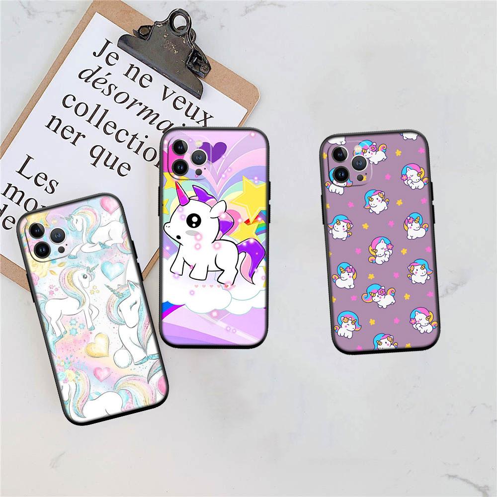 LO22 Cartoon Unicorn Soft Shell Phone Case for iPhone SE X XS XR 11 16E 17 Pro Max Air 8 7 6 6s Plus
