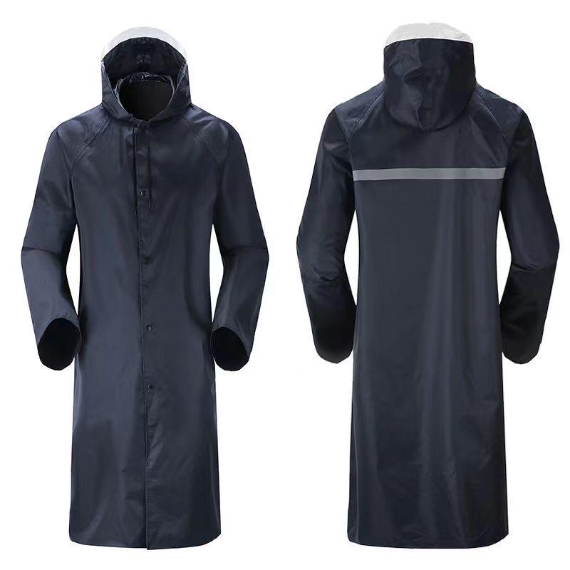 Men's Black Reflective Full-Body Raincoat and Pants Set for Motorcycle Riding