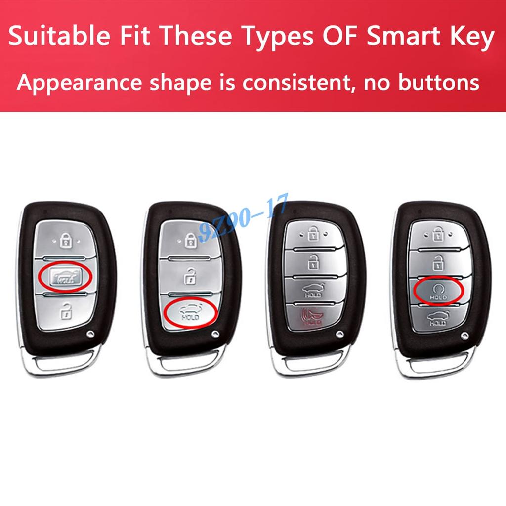 Carbon Fiber Smart Key Fob Cover Case Chain Ring For Hyundai Tucson Elantra Ioniq Sonata Accessories