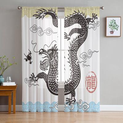 Dragon Chinese Culture Modern Curtains For Living Room Transparent Tulle Curtains Window Sheer For The Bedroom Accessories Decor