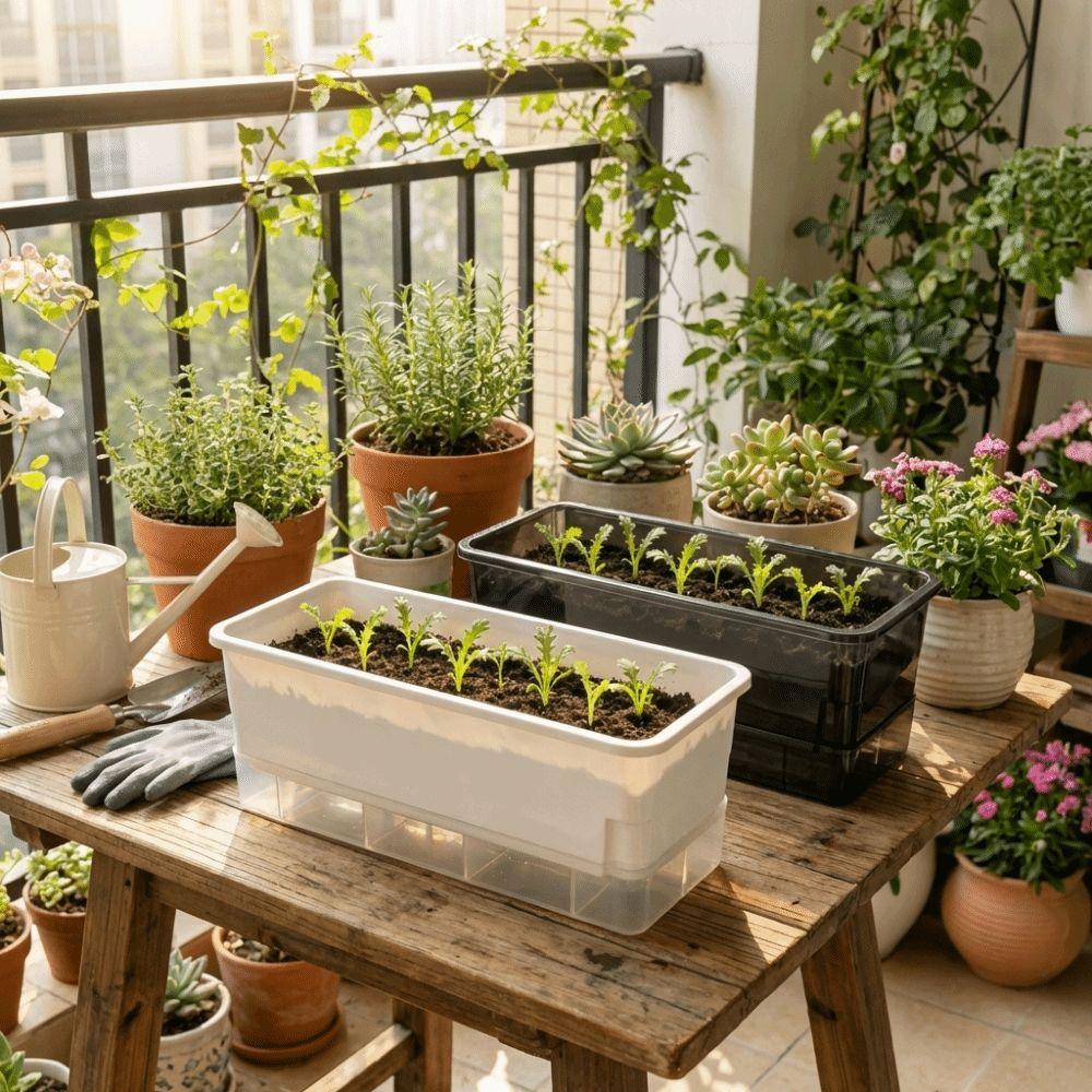 Self Watering Seedling Tray Plastic Growing Box Practical Plant Nursery Pot Vegetable Gardening