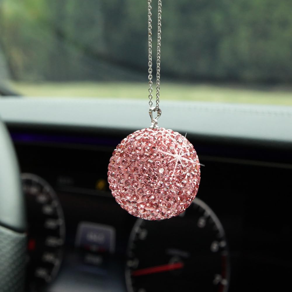 Tpnidaii Auto Zrcátko Zadní Pohled Kulatý Tvar Přívěsek Dekorace Dekorace Příslušenství Dekorace Třpytky (Světle modrá)