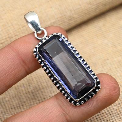 Ravishing Iolite Gemstone Handmade 925 Sterling Silver Jewelry Pendant For Wedding Gift