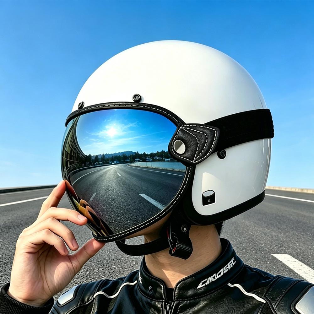 Bubble Mirror Vintage Classic Helmet Mask Motorcycle Goggles Cruise Car 3/4 Helmet Riding Goggles