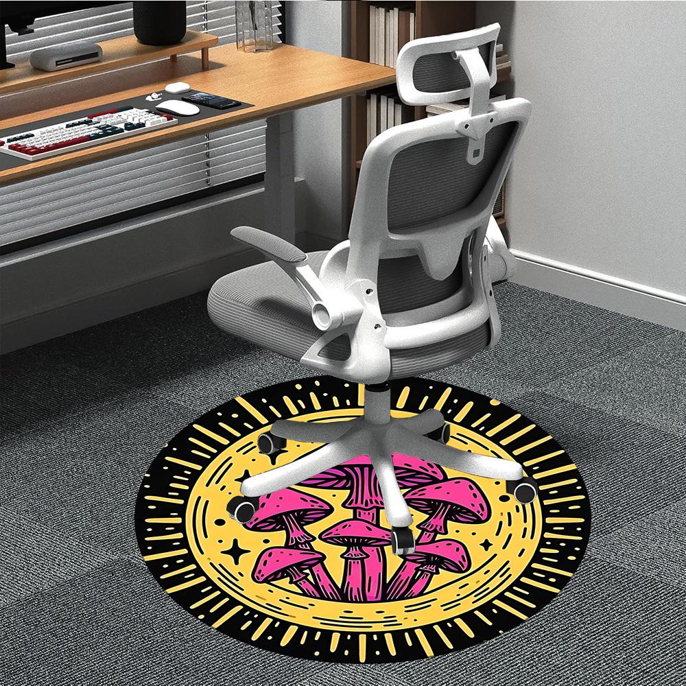 

1pc Mushroom Fantasy Office Round Area Rug, Indoor Mat Suitable For Office, Under Office Chairs Bedroom Living Room Home Decor168 80cm by 80cm
