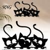 Decorative Metal Cat Figures Black Wall Art, Cartoon Kitten Silhouette Decoration, Iron Hanging Sign Sculpture for Lovers, Minimalist Room Living