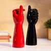 Hand Shape Ceramic Vase Artificial Flowers Pot (Pack of 2, Black and Red)
