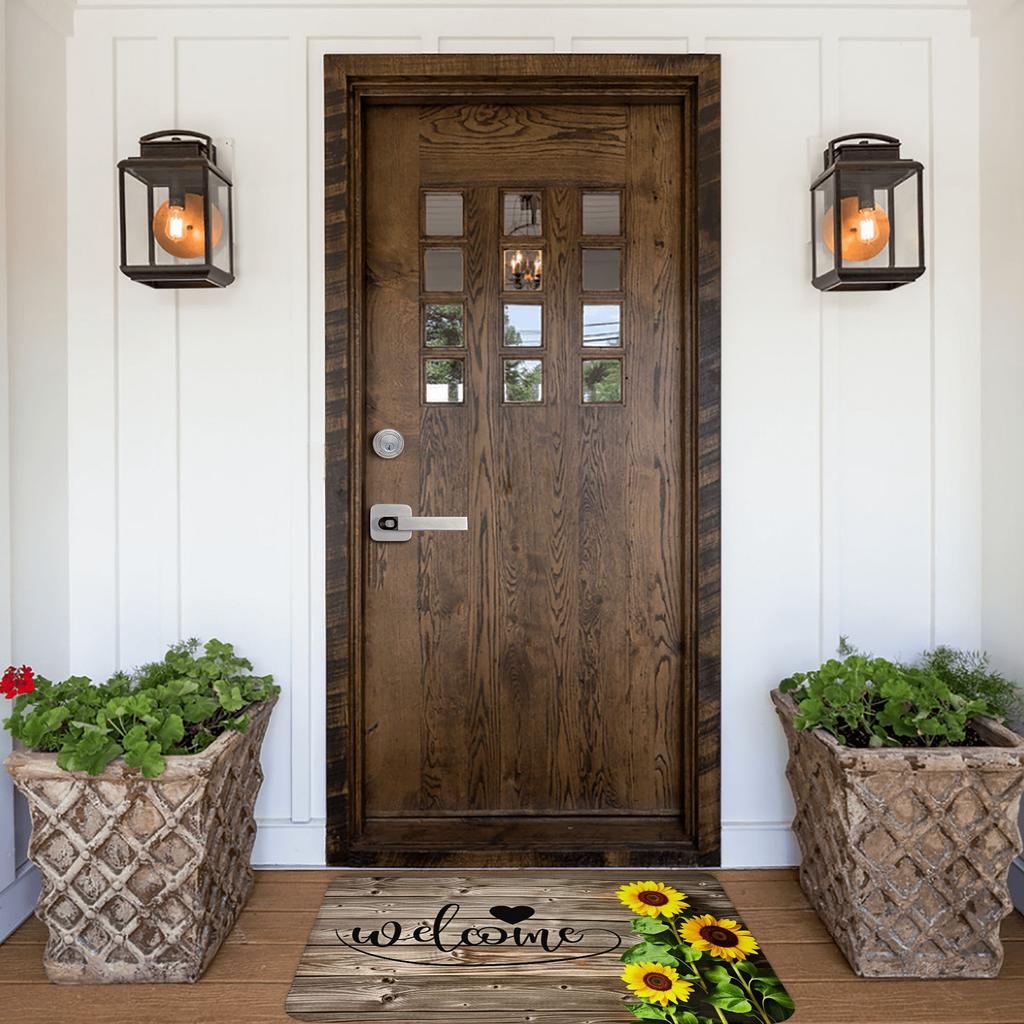 Vintage Wood Flowers Print Doormat Anti-Slip Bathroom Kitchen Mat Living Room Floor Door Entrance Carpet Rug