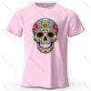 Day of The Dead Skull Pattern Printed Short Sleeve Summer New Personalized Unisexs and Womens Casual Soft Skin Friendly Tshirt