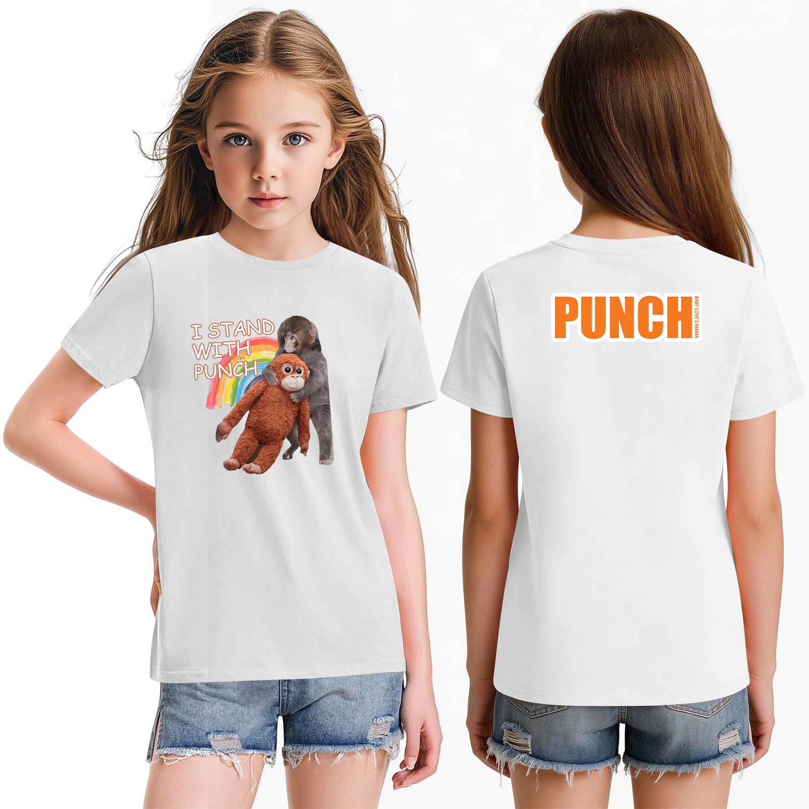 

Fashionable Round Neck Short Sleeve Work Clothes Printed Tops For KID Summer Tops 160 білий