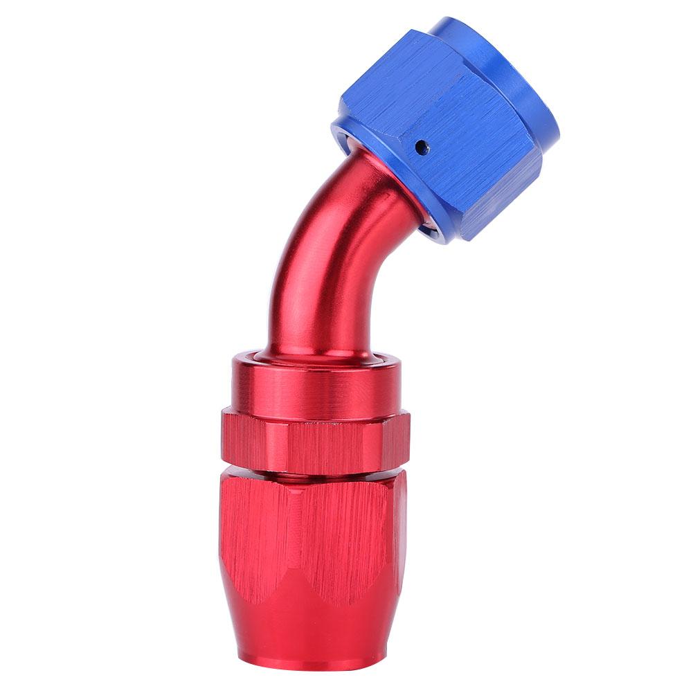AN10 Fuel Line Hose End Swivel Fitting Oil Cooler Adapter Blue and Red Color Anodized 45°
