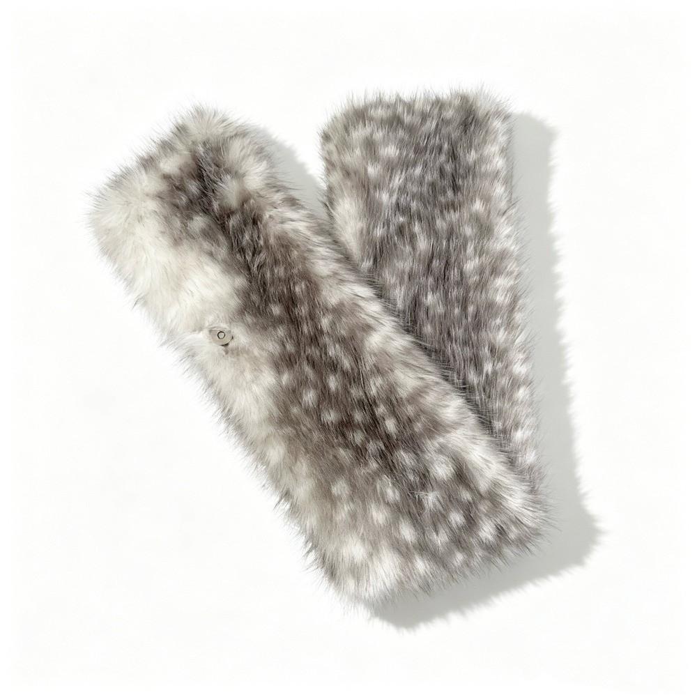 Thickened Plush Scarf Grey Deer Print Winter Shawl Soft Warm Scarf Winter