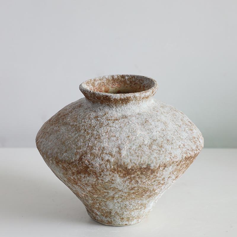 Wabi-Sabi Ceramic Vase: Retro, Handmade Pottery for Zen Flower Arrangements In Homes or Hotels.