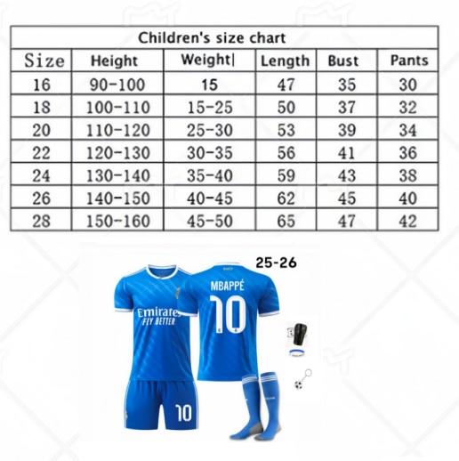 Kids Sportswear Mbappe Soccer Jersey Blue Short Sleeve Breathable Quick Dry Youth Training Shirt