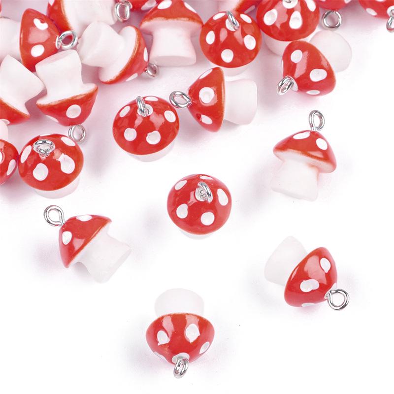 Mushroom Charm Resin Jewelry Components: DIY Pendant, Necklace, Bracelet, Earring, and Hair Accessory Materials