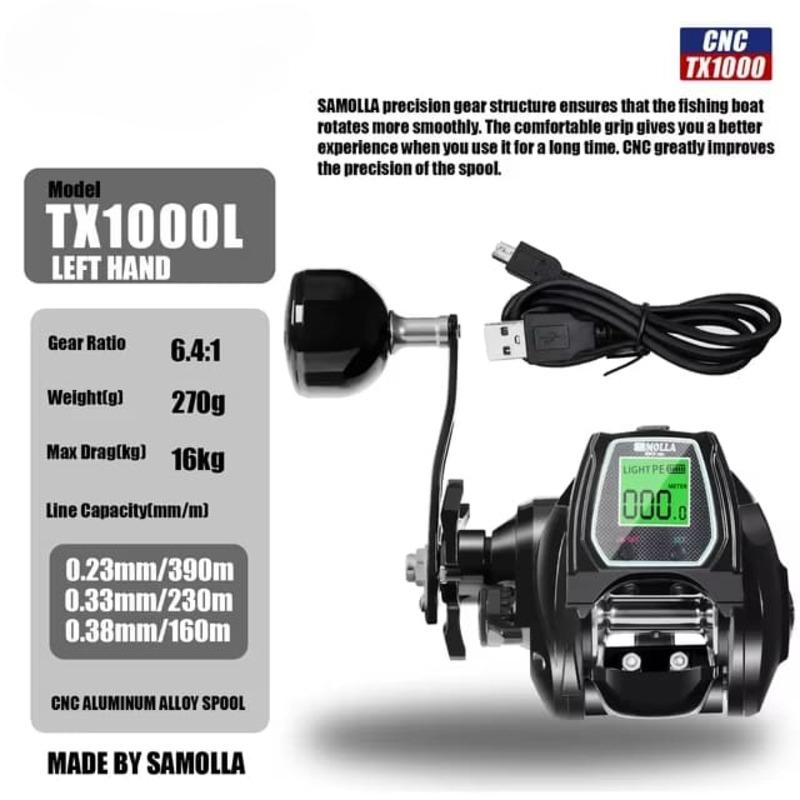 

2025 Большая Ширококорпусная Глубоководная Электронная Рыболовная Катушка Экран Цифрового Дисплея 6.4:1 Передаточное отношение 16 кг Металлическая основа для троллинга Подходит для морской рыбалки Left Hand