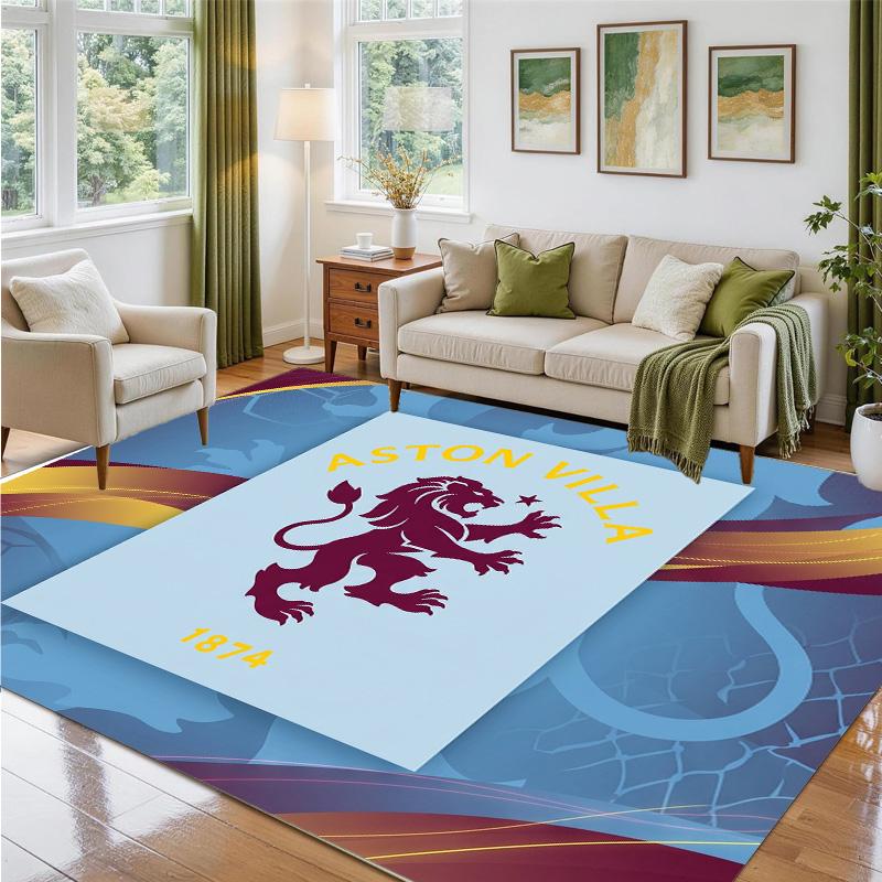 Aston Villa Football Design Crystal Velvet Rug Soft Decorative Mat for Bedroom Entrance