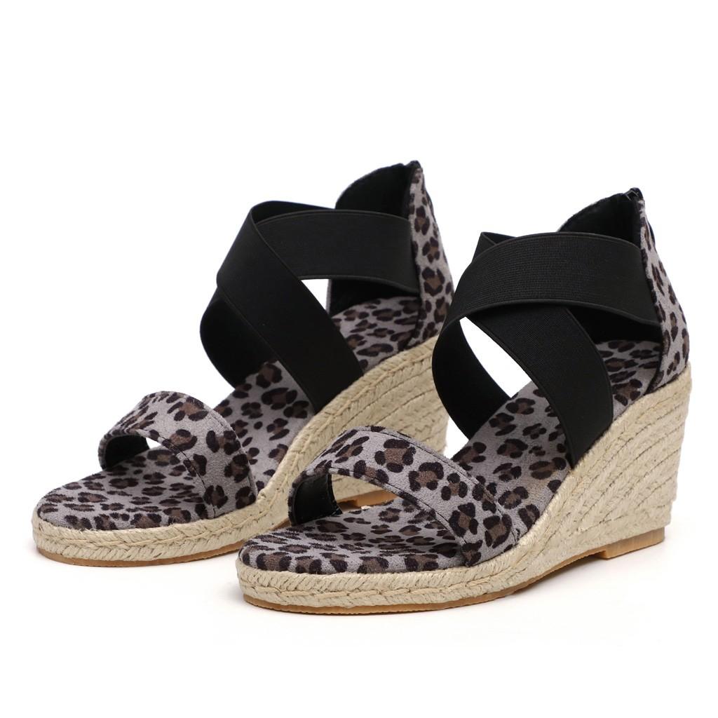 Letní Dámské Open Toe Prodyšné plážové sandály na zip Slaměné Ležérní boty na klínku