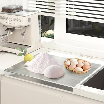 1pc Premium Stainless Steel Cutting Board - Heavy-Duty, Non-Slip, Easy-to-Clean Chopping Block with Lip