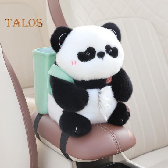 Cute Bear Car Tissue Box & Trash Can 2-in-1 Plush Multi-Functional Organizer Universal Auto Interior Decor for SUV Truck Van