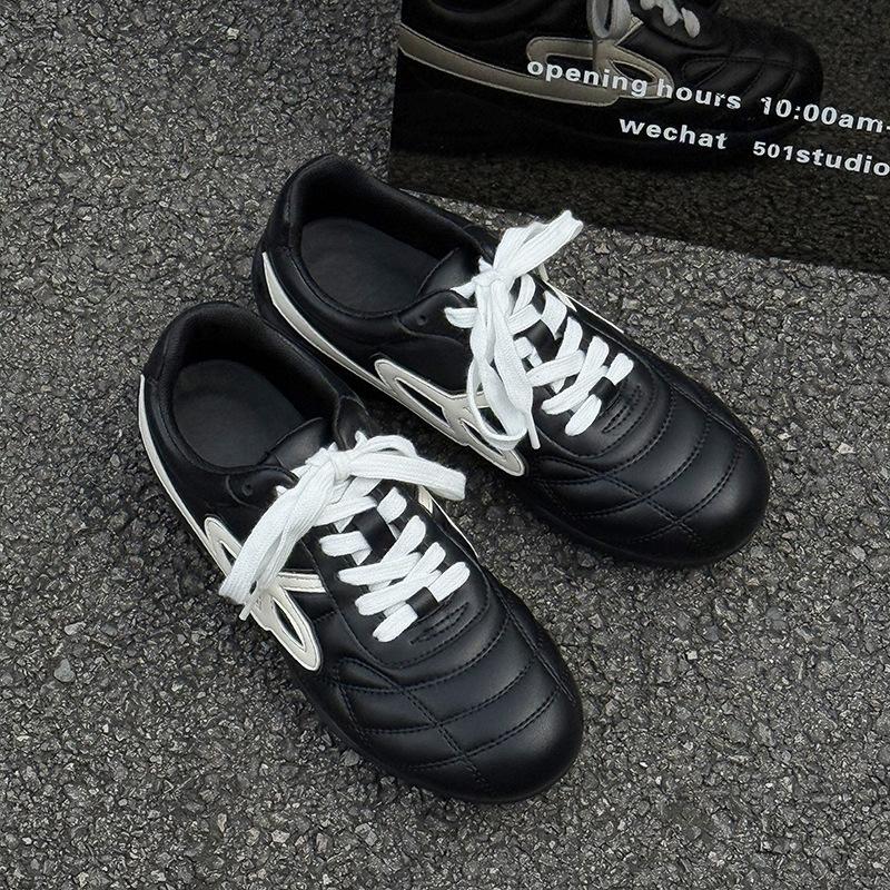 

Platform-soled muffin German training shoes women s summer 2025 new fashion versatile and comfortable sports and leisure striped Forrest Gump shoes 40 чёрный