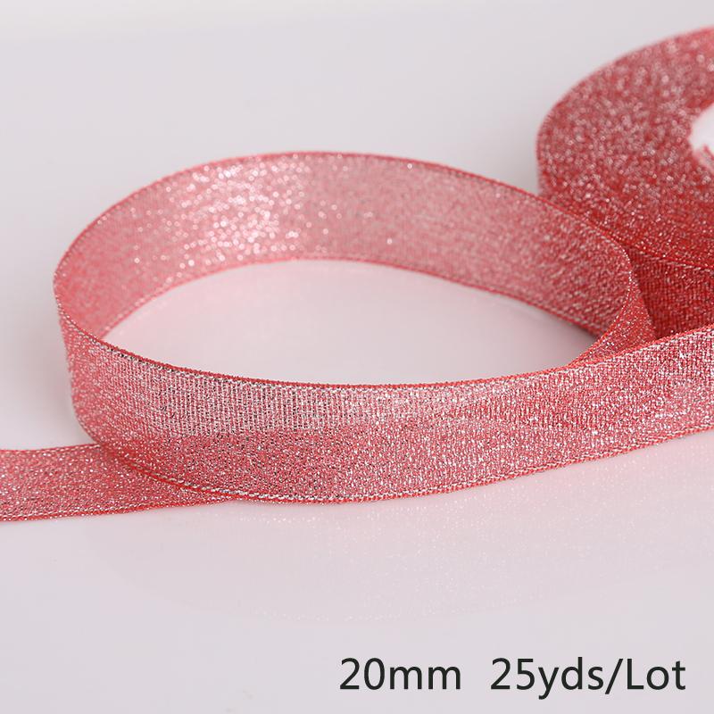 25Yards Metallic Ribbon Organza Ribbon For Wedding Party Decoration Gift Wrap Christmas Ribbons