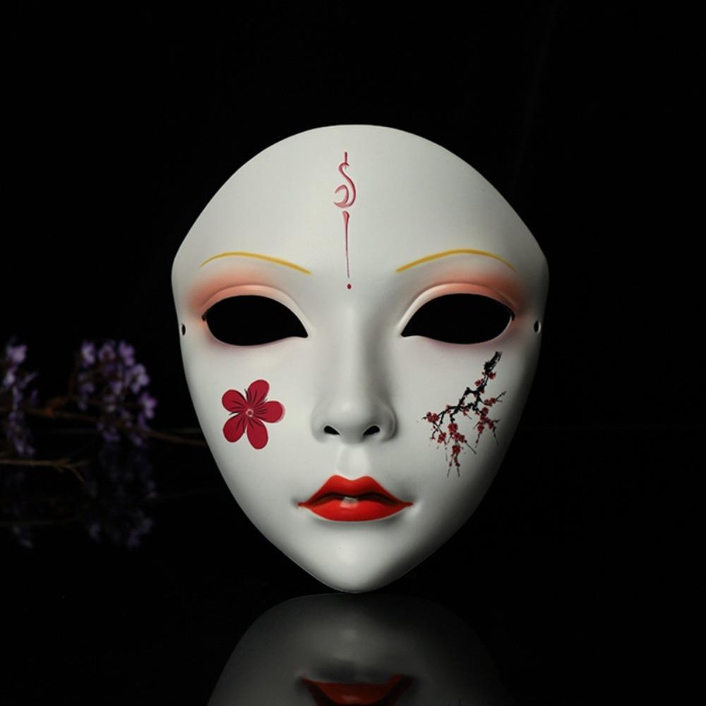 Dress Up Cosplay Geisha Mask Flower Japanese Mask Toy Hanfu Cosplay Mask  Party