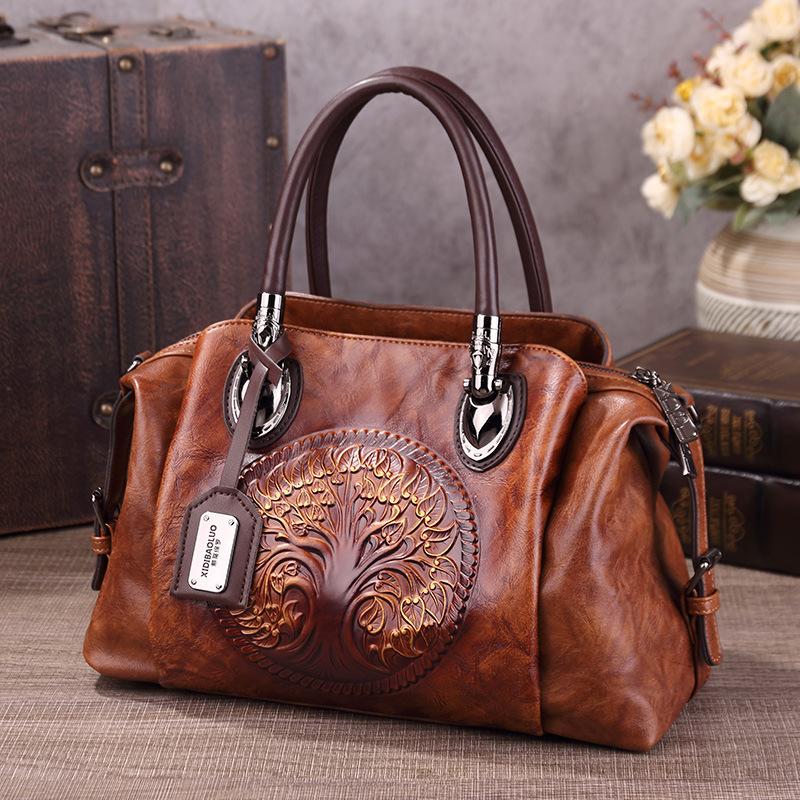 Borse a Spalla a Tracolla Stile Cinese Vintage per Donna Borse Tote con Stampa a Goffratura Grande Capacità Multitasche Borse Morbide