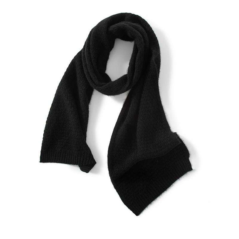 Women s 100% Pure Cashmere Scarf - Thick Knit, Warm & Casual for Autumn/Winter One Size чёрный