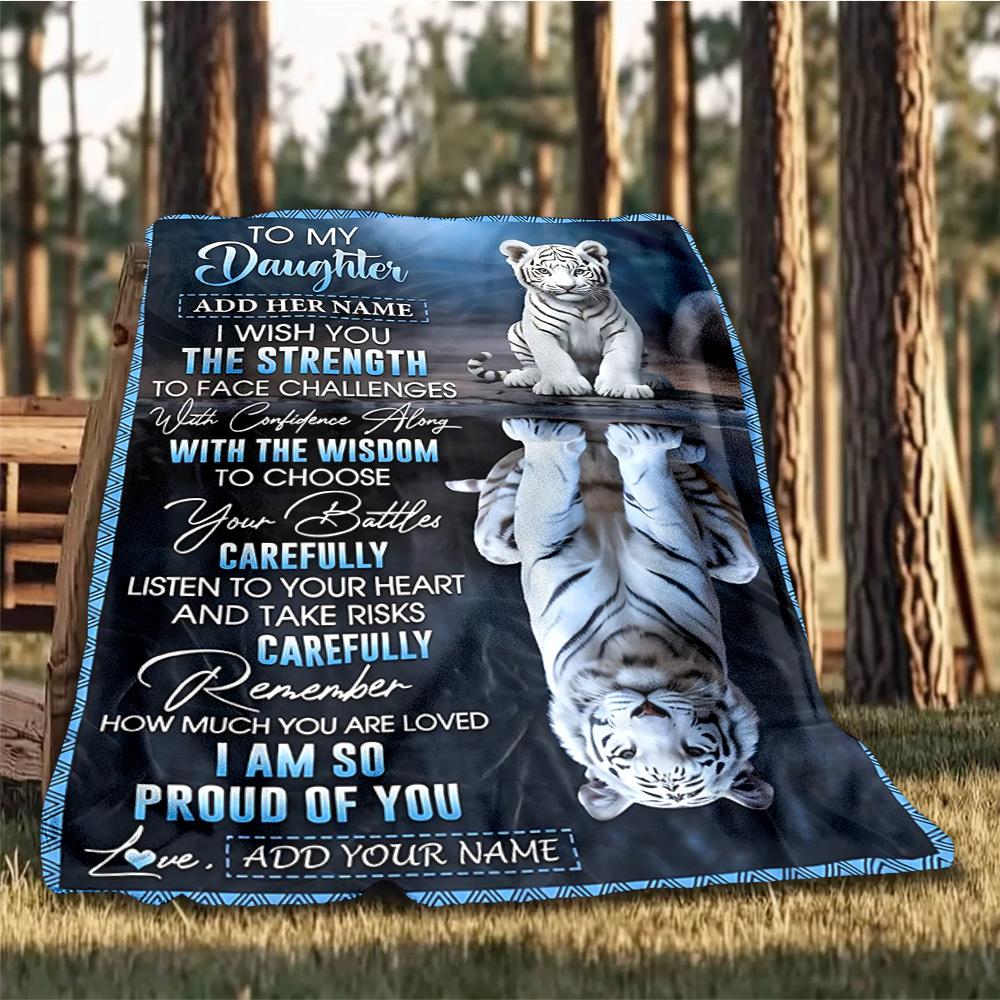 1pc Motivational Gift for Daughter Print Outdoor Blanket, Lightweight Polyester,