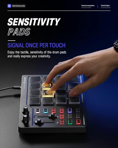 Donner STARRYPAD MIDI Controller, 16 Pads, USB Type-C, Music Production, Backlit, Japanese Instruction Manual