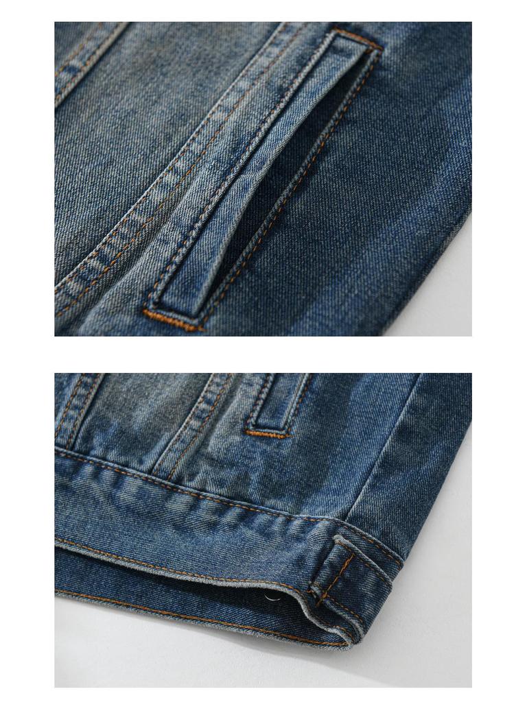 Men's Retro Patchwork Denim Jacket - Loose Fit, Versatile Casual Workwear for Spring and Autumn