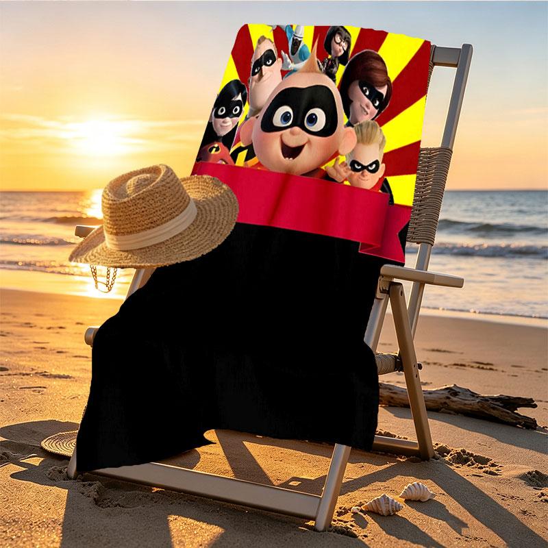 Incredibles Print Beach Towel Design, Soft, Lightweight. for Home Bathroom, Spa, Pool, Yoga, Surfing, Camping, Gift for Family, Friend