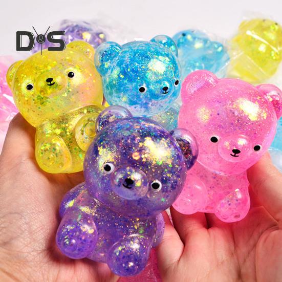 4/8Pcs Squeeze Bear Toys Mini Sequins Bear Figures Squeeze Ball Toy Finger Fidget Sensory Toy for Kids Adults Stress Relief
