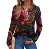 Women's Print Long Sleeve Shirts Elegant Casual Tops Trendy Shirts Tops