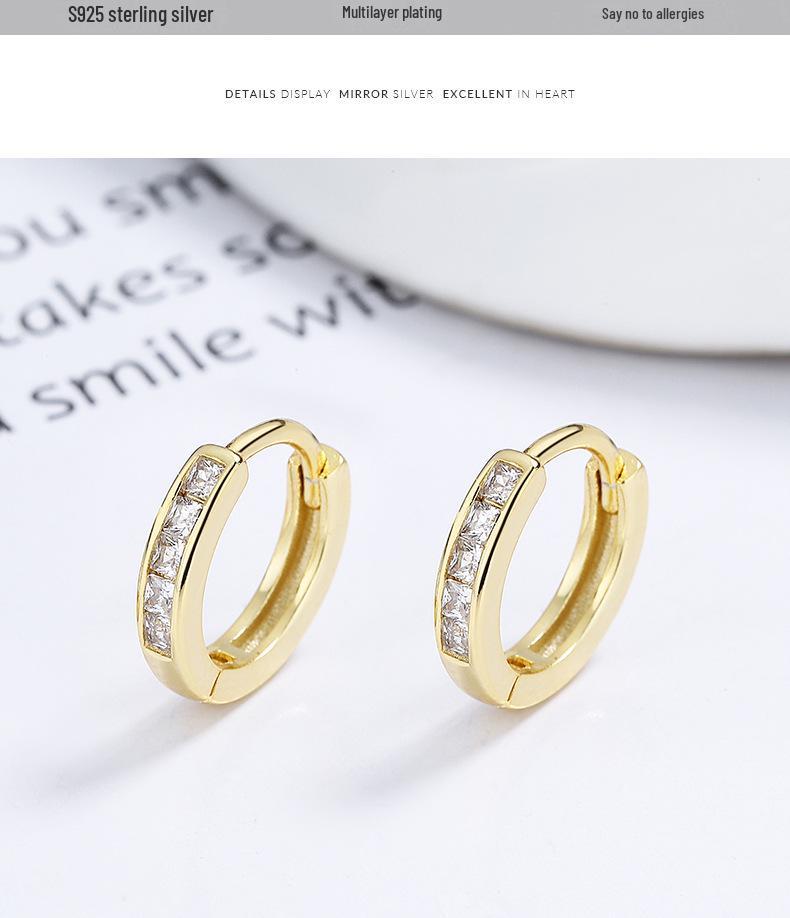 925 Sterling Silver Diamond Hoop Earrings for Women - Summer 2022, Minimalist & Versatile Style, Personalized Temperament Earrings