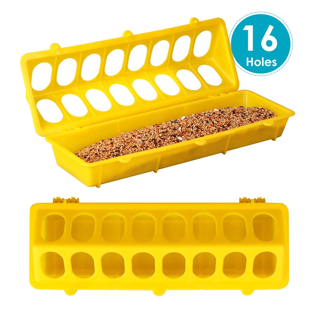 16 Hole Plastic Flip-Top Poultry Bird Feeder Ground Chicken Bird Feeder Trough Pheasant feeding bucket Quality Chick